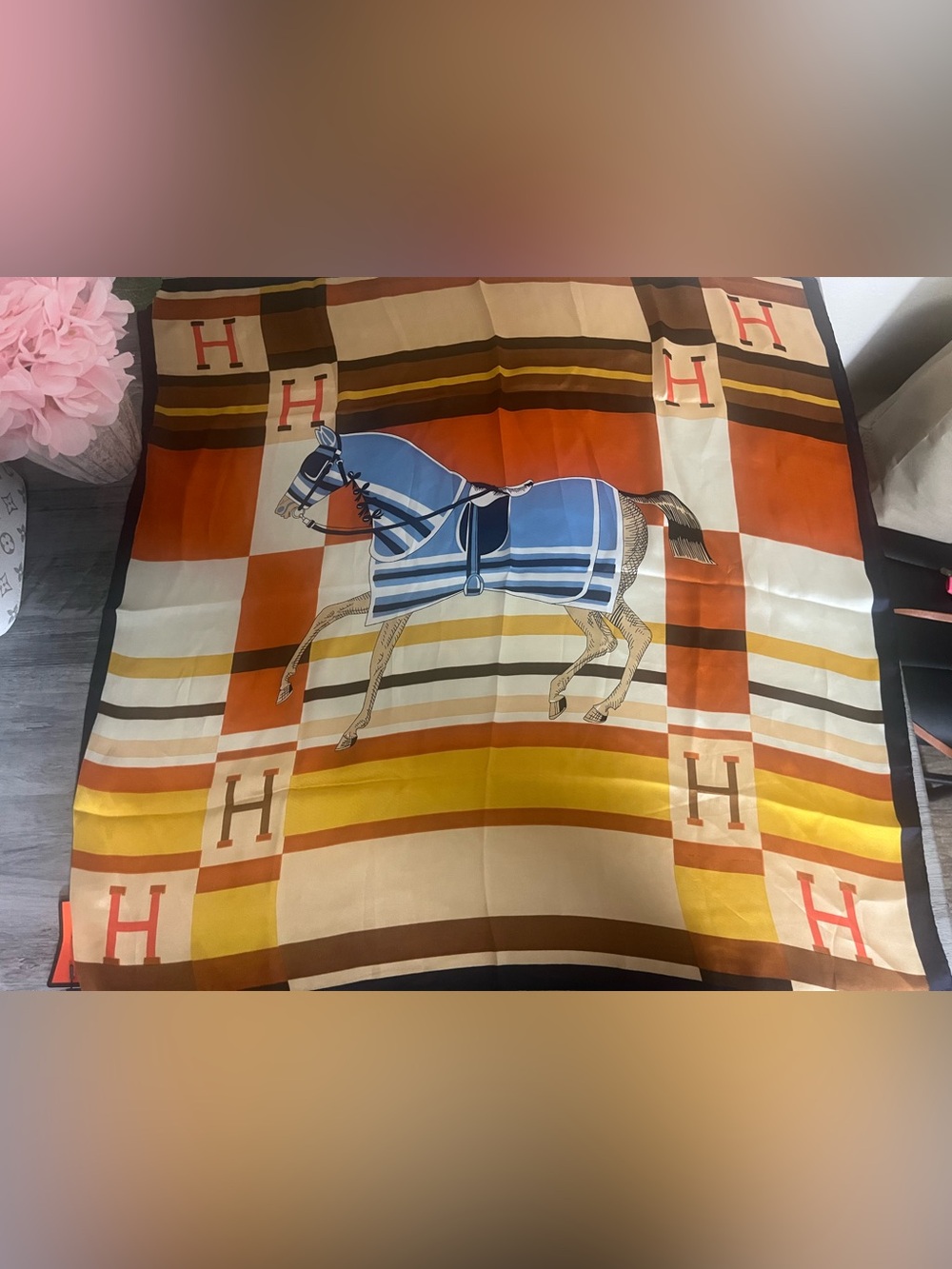 Decorative Horse Scarf in Blue, Orange, Yellow